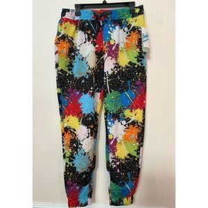 Fresh Prince of Belair Men's Paint Splatter Joggers Black Multi Color Size Large